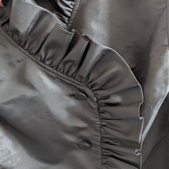 Calvin Klein Black Ruffle Trim Lightweight Blazer Jacket Evening Size Large - Picture 8 of 14